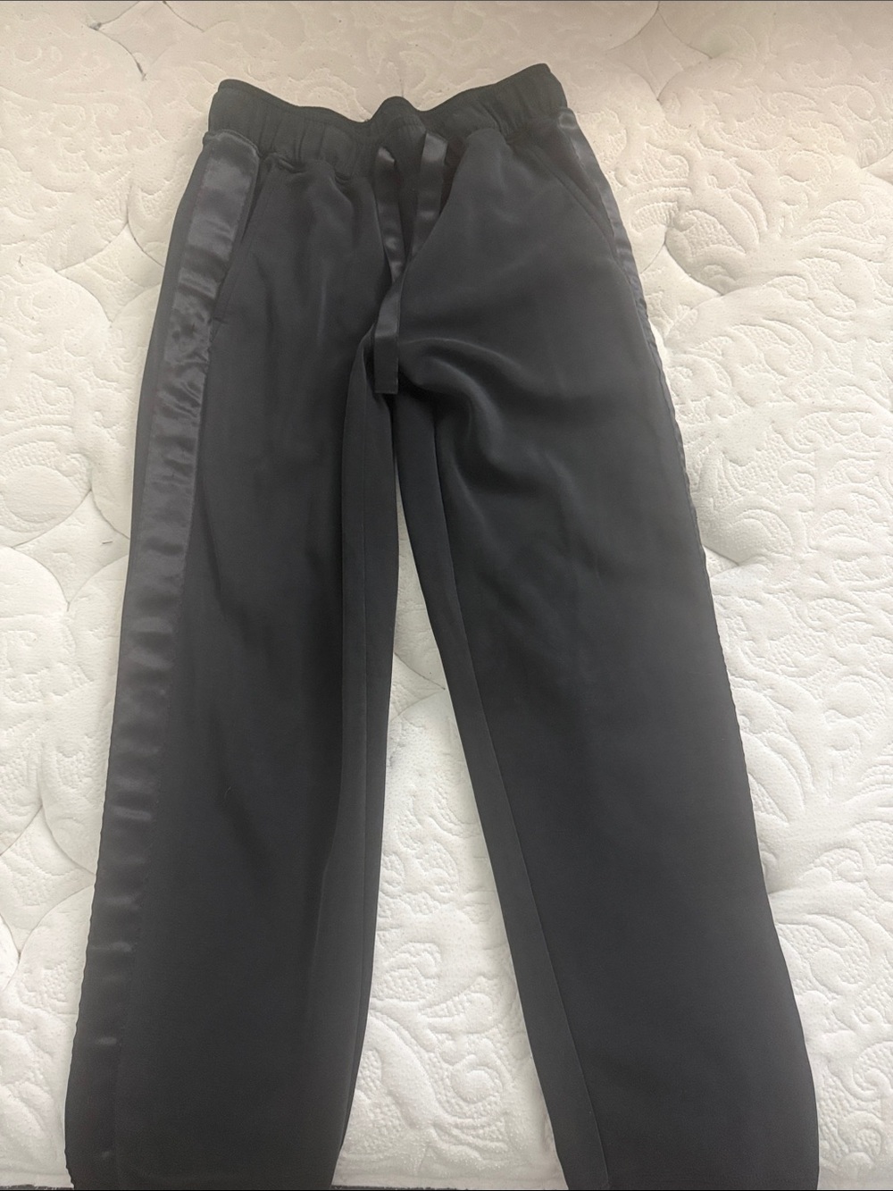 Club Monaco Black Jogger Pants with Satin Side Stripe XS